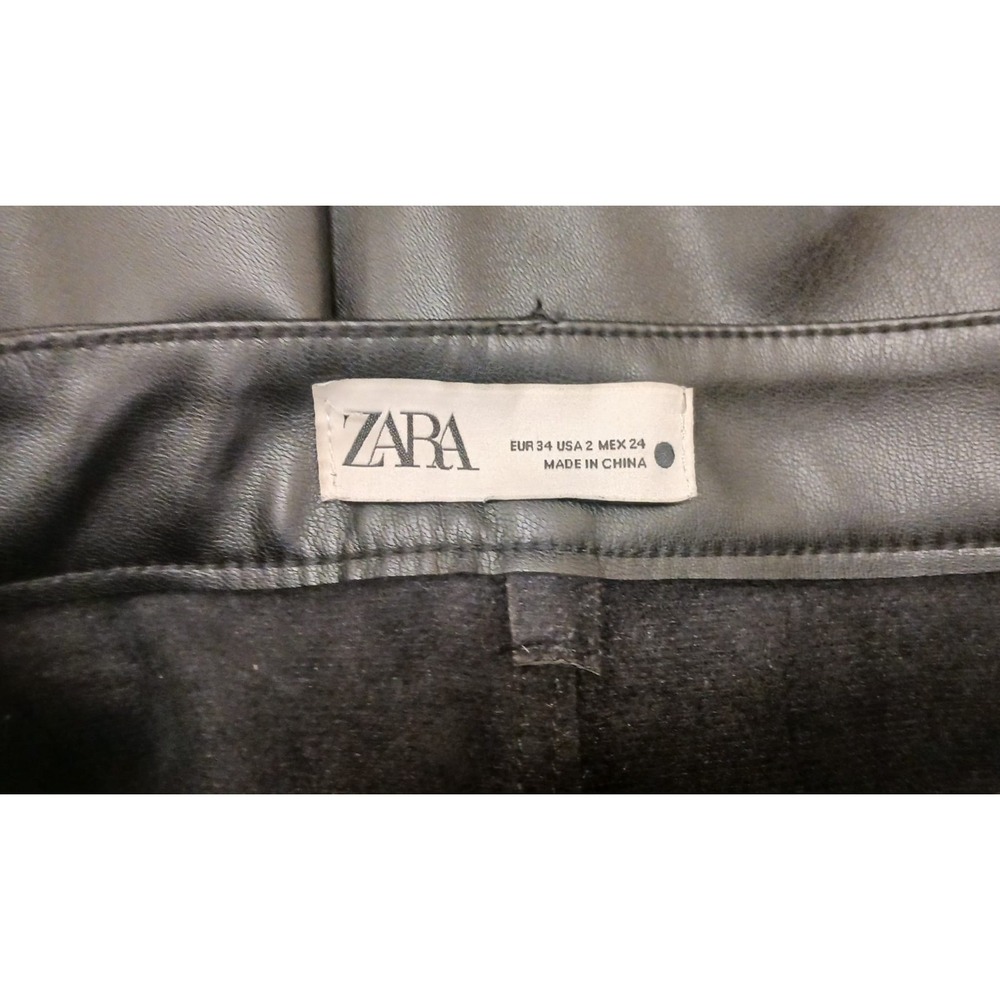 Zara Pants Womens Black Faux Leather Straight Leg EUR‎ 34 US 2 MEX 24 - Picture 6 of 14